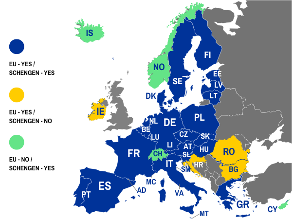 Map of ETIAS countries